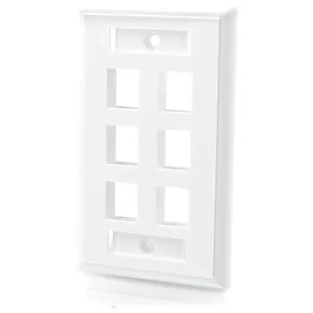C2G 6-Port Single Gang Multimedia Keystone Wall Plate - White - 6 x Socket(s) - White Trending
