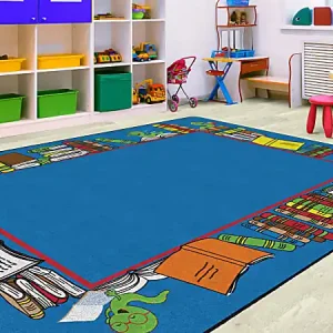 Flagship Carpets Bookworm Border, Rectangle, 10' 9" x 13' 2", Multicolor Sale