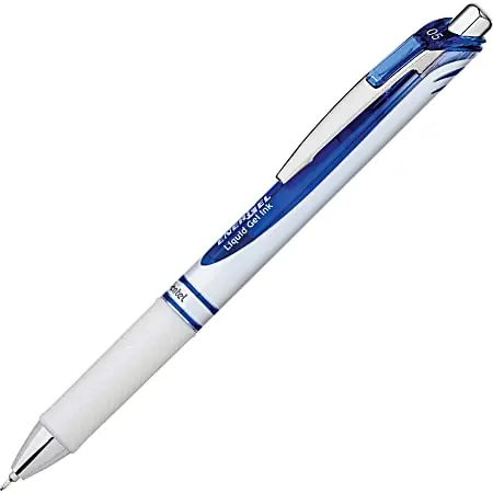 Pentel&reg; EnerGel&reg; Pearl Liquid Gel Pen, Fine Point, 0.5 mm, Pearl White Stainless Steel Barrel, Blue Ink New Release