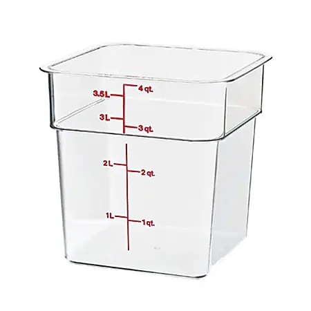 Grab Now Cambro Food Storage Container, 7 3/8"H x 7 1/4"W x 7 1/4"D, 4 Qt, Clear
