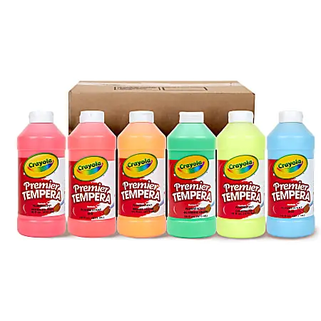 Worldwide Shipping Crayola Premier Tempera Assorted Fluorescent Paint, Set Of 6