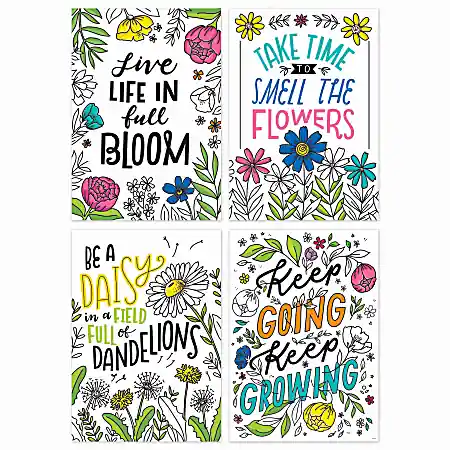 Reduced Price Creative Teaching Press&reg; Bright Blooms Inspire U Posters, 19" x 13-3/8", Pack Of 4 Posters