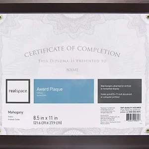 Clearance Realspace&trade; Award Plaque, 8-1/2" x 11", Mahogany