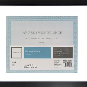 Crafted Realspace&trade; Gallery Floating Document Frame, 11" x 14", Black