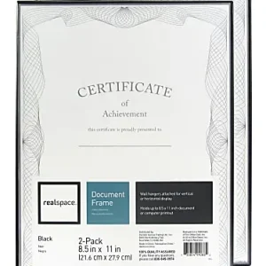 Realspace&trade; Slimline Document Frames, 8-1/2" x 11", Black, Pack Of 2 Frames Free Shipping