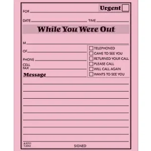 Adams&reg; "While You Were Out" Message Pads, 4 1/4" x 5 1/2", 50 Sheets, Pink, Pack Of 12 Hassle-Free Returns