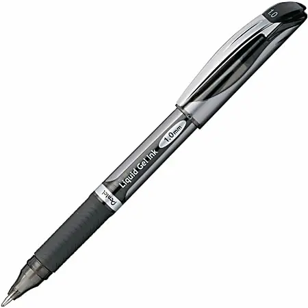 High Quality Pentel&reg; EnerGel&trade; Deluxe Liquid Gel Pen, Bold Point, 1.0 mm, Silver Barrel, Black Ink