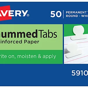 Avery&reg; Gummed Index Tabs, Round, White Paper, Box Of 50 Today Only