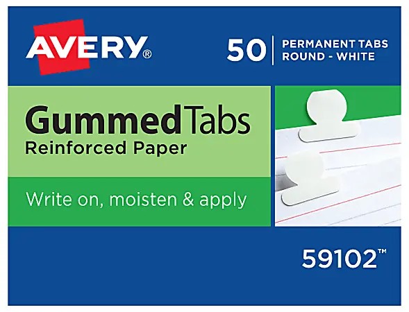 Avery® Gummed Index Tabs, Round, White Paper, Box Of 50 Today Only