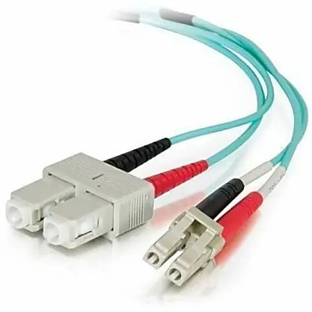 C2G 3m LC-SC 50/125 Duplex Multimode OM4 Fiber Cable - Aqua - 10ft - Patch cable - LC multi-mode (M) to SC mult - 01010 Top Rated