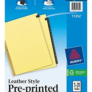 High Quality Avery&reg; Black Leather Tab Dividers, 1&ndash;31
