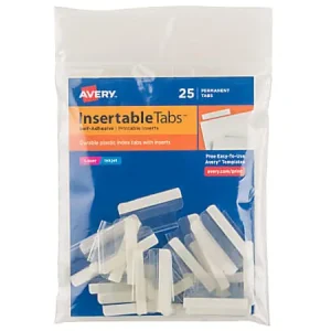 Order Now Avery&reg; Insertable Self-Adhesive Index Tabs With Printable Inserts, 1", Clear, Pack Of 25