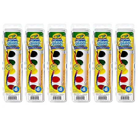 Crayola&reg; Watercolor Set, 1 Oz, Assorted Colors, 8 Paints Per Set, Pack Of 6 Sets Reduced Price