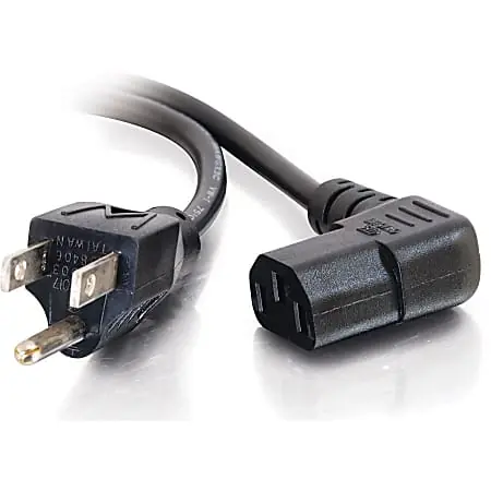 In Demand C2G 10ft Universal Right Angle Power Cord - 18AWG - NEMA 5-15P to IEC320C13R - TAA Compliant - 10ft
