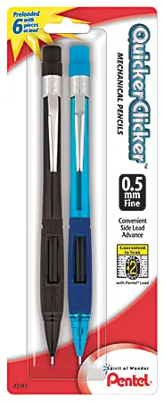 Grab Now Pentel&reg; Quicker Clicker&trade; Mechanical Pencil, 0.5mm, #2 Lead, Assorted Barrel, Pack Of 2