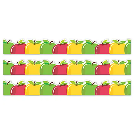 Last Chance Creative Teaching Press EZ Border, 3" x 24" Strips, Apple Time Apples, 48 Feet Per Pack, Set Of 3 Packs