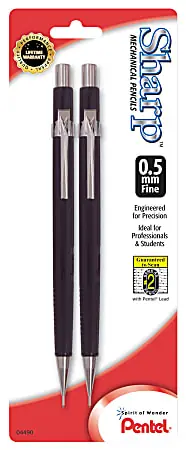 Pentel&reg; Automatic Sharp&trade; Mechanical Pencils, 0.5 mm, Black, Pack Of 2 Cheap
