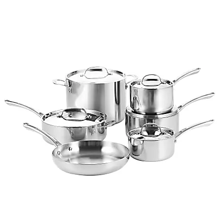 Bergner 11-Piece Stainless Steel Cookware Set, Silver Price Cut
