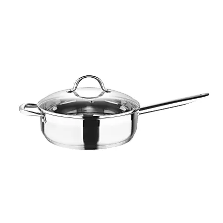 Buy Online Bergner Stainless-Steel Induction-Ready Saut&eacute; Pan With Helper Handle And Lid, 5 Qt, Stainless Steel