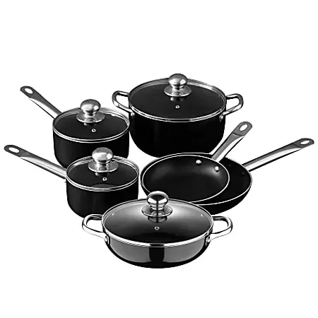 Bergner 10-Piece Aluminum Non-Stick Cookware Set, Black Luxury