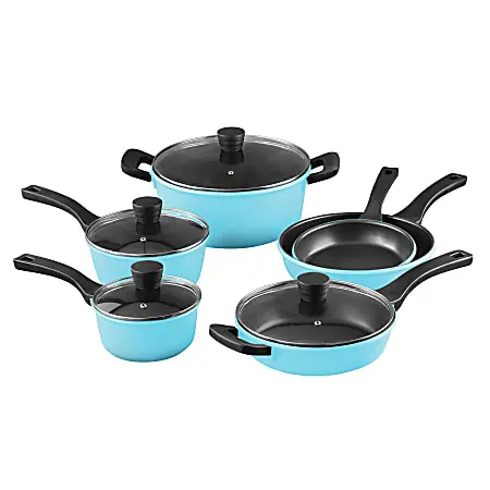 Bergner 10-Piece Aluminum Cookware Set, Retro Blue Discount