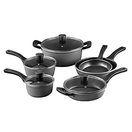 Bergner 10-Piece Aluminum Cookware Set, Retro Gray Bulk Order