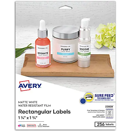 Seasonal Sale Avery&reg; Removable Durable Pricing Labels, 22828, 1 1/4" x 1 3/4", White, 32 Labels Per Sheet, Pack Of 256
