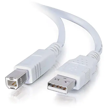 C2G 2m (6.6ft) USB 2.0 Cable - USB Cable - Type USB A to Type USB B - White - Type A Male - Type B Male - 6ft - White Crafted