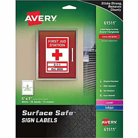 Don’t Miss Out Avery&reg; Surface Safe Sign Labels, 7" x 5", Rectangle, Pack Of 30