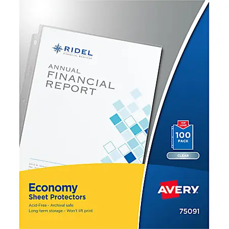 Best Price Avery&reg; Top Load Economy Sheet Protectors, 8-1/2" x 11", Clear, 100 Document Protectors