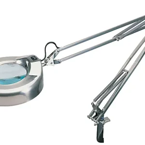 Exclusive Realspace&trade; Clamp-On Magnifier Task Lamp, Adjustable Height, 48"H, Brushed Nickel