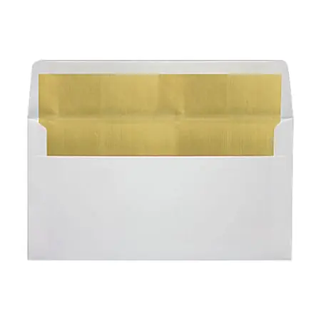 LUX Photo Greeting Foil-Lined Invitation Envelopes, A7, Peel & Stick Closure, White/Gold, Pack Of 500 Buy Direct