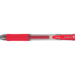 Hassle-Free Returns Zebra&reg; Pen SARASA&reg; X20 Retractable Gel Pens, Pack Of 12, Fine Point, 0.5 mm, Transparent Red Barrel, Red Ink
