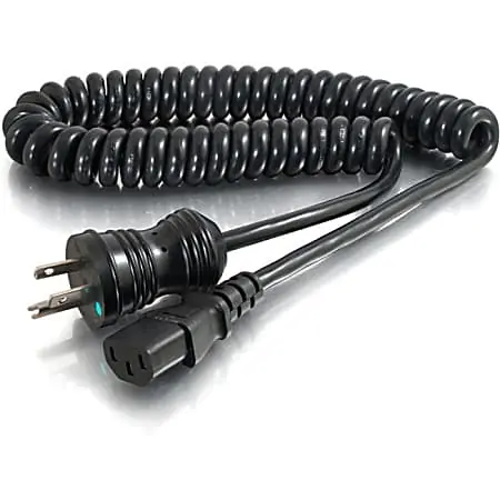 Seasonal Sale C2G 4ft 18 AWG Coiled Hospital Grade Power Cord (NEMA 5-15P to IEC320C13) - Black - Power cable - IEC 60320 C13 to NEMA- 48064