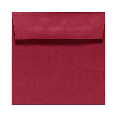 Worldwide Shipping LUX Square Envelopes, 5 1/2" x 5 1/2", Peel & Press Closure, Garnet Red, Pack Of 1,000