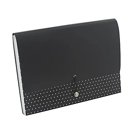 Realspace&trade; 13-Pocket Expanding File Case, 18" Expansion, Letter Size, Black/White Premium