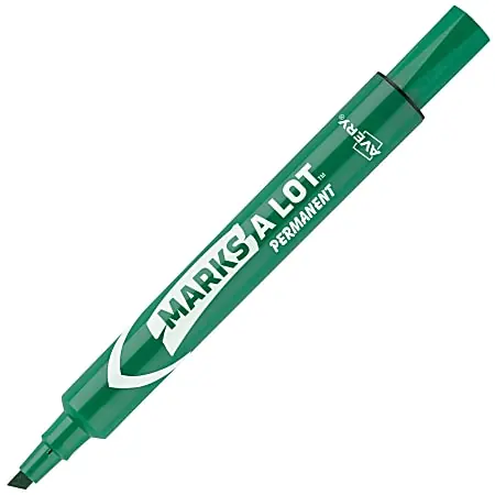 Trusted Brand Avery&reg; Marks A Lot&reg; Permanent Markers, Chisel Tip, Large Desk-Style Size, Green, Pack Of 12