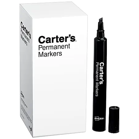 Avery&reg; Carter's&reg; Permanent Markers, Chisel Tip, Large Desk-Style Size, Black, Box Of 12 In Demand