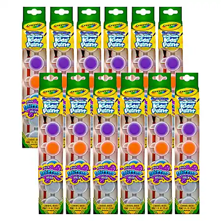 Low Price Crayola Washable Kids' Paint Pots, Glitter Effects, 6 Pots Per 1oz Pack, Bundle Of 12 Packs
