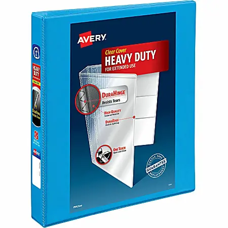 Avery&reg; Nonstick Heavy-Duty View 3-Ring Binder With EZ-Turn&trade; Rings, 1" D-Rings, Light Blue Free Returns