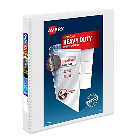 Next Day Delivery Avery&reg; Nonstick Heavy-Duty View 3-Ring Binder With EZ-Turn&trade; Rings, 1" D-Rings, 45% Recycled, White