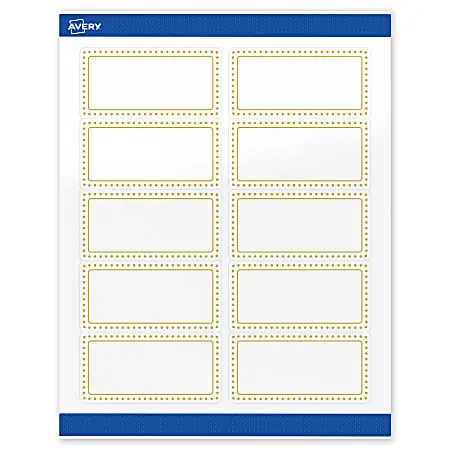 Avery&reg; Printable Labels & Sure Feed&reg;, S00-DJ5-PRWGP10, 2" x 4", Glossy White, Preprinted Gold Border & Gold Dots Design, Pack Of 100 Must Have
