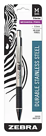 Direct From Factory Zebra&reg; Pen M-301 Stainless Steel Mechanical Pencil, Fine Point, 0.5 mm, Silver/Black Barrel