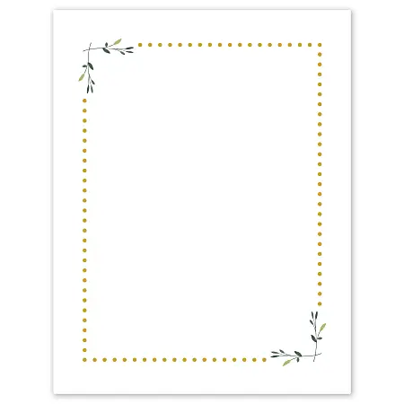 Editor’s Pick Avery&reg; Printable Cards, S00-DPH-PRMWC10, Rectangle, 8-1/2" x 11", Matte White, Preprinted Green Florals with Gold Dots Design, Pack Of 10