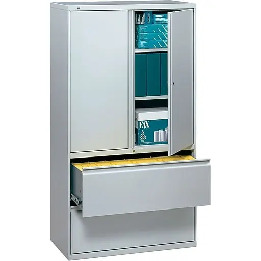 Affordable HON® 700 Series 2 Drawer Lateral File Cabinet w/Roll-Out & Posting Shelves, Light Grey, Letter/Legal, 36\\