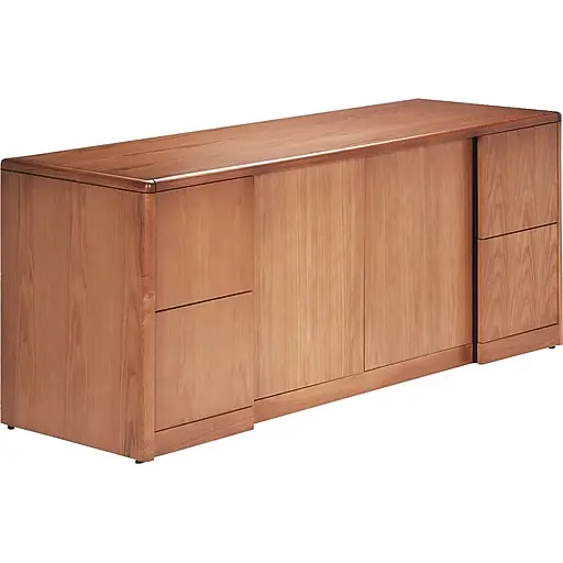 Free Delivery Hon 92000 Series Credenza w/Full-Height Pedestals and Doors, Medium Oak