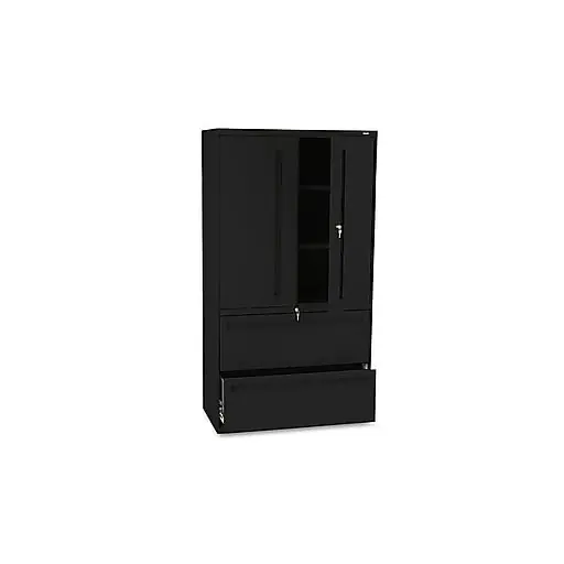 Premium HON Brigade 700 Series 2 File Drawer Lateral File Cabinet, Locking, Letter/Legal, Black, 36\\