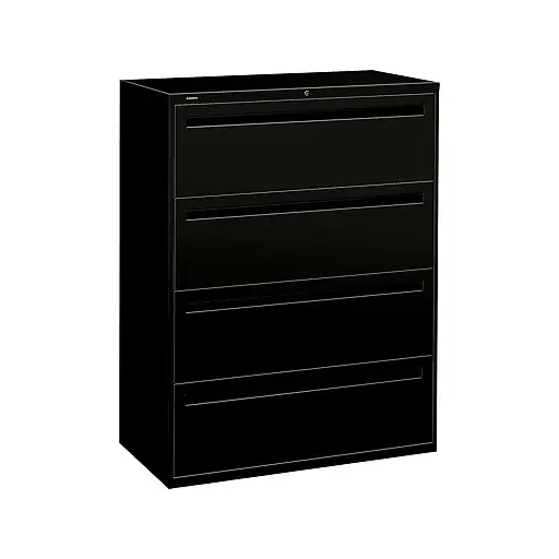 Budget HON Brigade 700 Series 4-Drawer Lateral File Cabinet, Locking, Black, Letter/Legal, 42\\