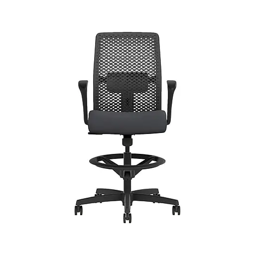 Fan Favorite HON Ignition 2.0 ReActiv Back Vinyl Drafting Chair with Footrest and Lumbar Support, Black(HITSRA.S0.F.H.0S.SX23.BL.SB.T)
