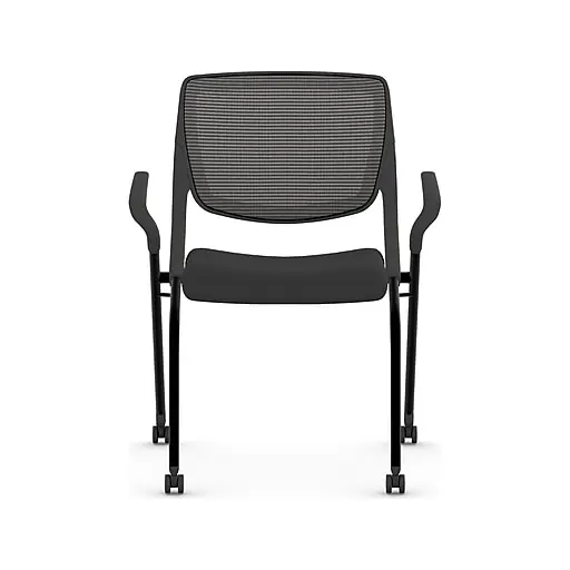 Luxury HON Motivate Fabric/Mesh Nesting Stacking Chair, Black/Charblack (HMN2.F.S.IM.ON.CU10.CBK)